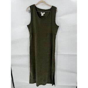 Mary McFadden Dress Women Medium‎ Green Floral Embroidered VTG Western Boho Chic